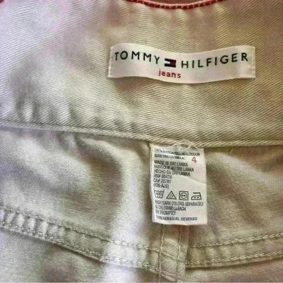 Y2K Tommy Hilfiger Jeans Women's Size 4 Bootcut Mid Rise Denim khaki Three snap - Picture 13 of 14